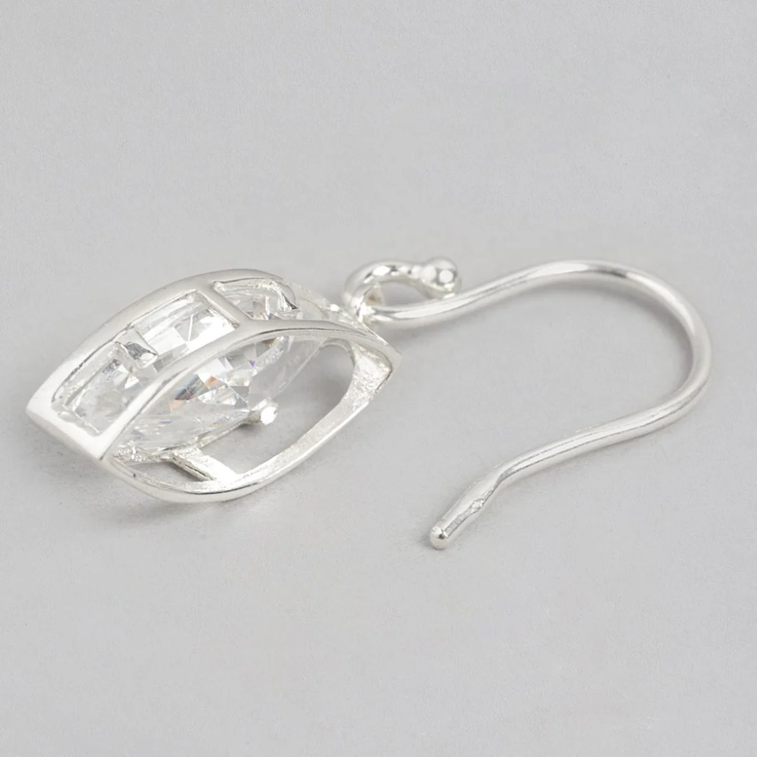 Snowy Radiance Rhodium Plated White CZ 925 Sterling Silver Drop Earrings - Image 5