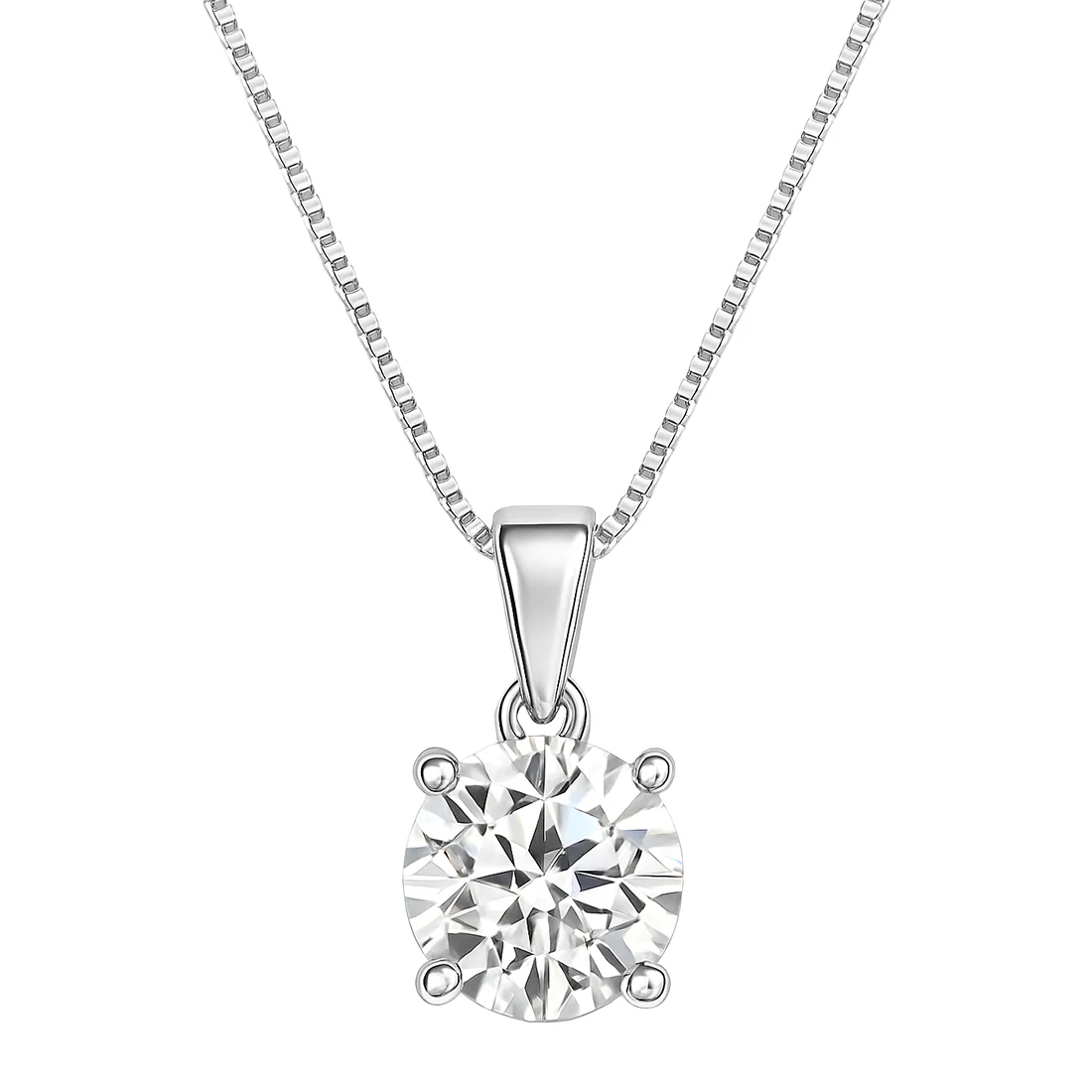 Solitaire 925 Silver Rhodium Plated Necklace Chain - Image 4