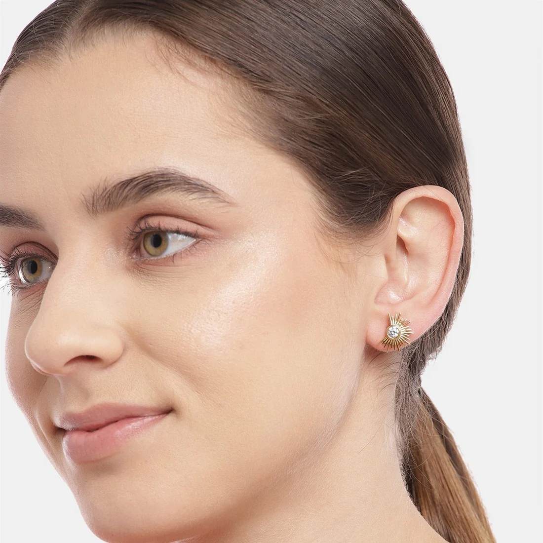 Classic CZ Gold Plated 925 Sterling Silver Studs - Image 2