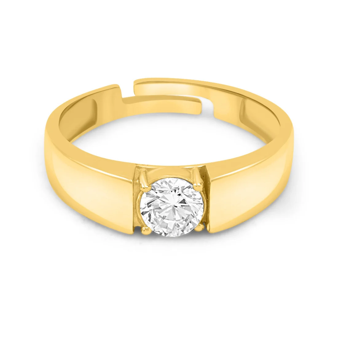 Solitaire Gold Plated 925 Sterling Silver Men's Ring - Image 5
