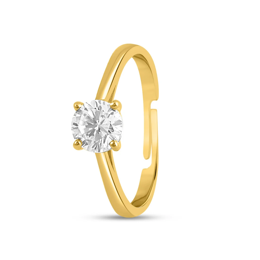 Classic Solitaire Gold Plated 925 Sterling Silver Ring - Image 5