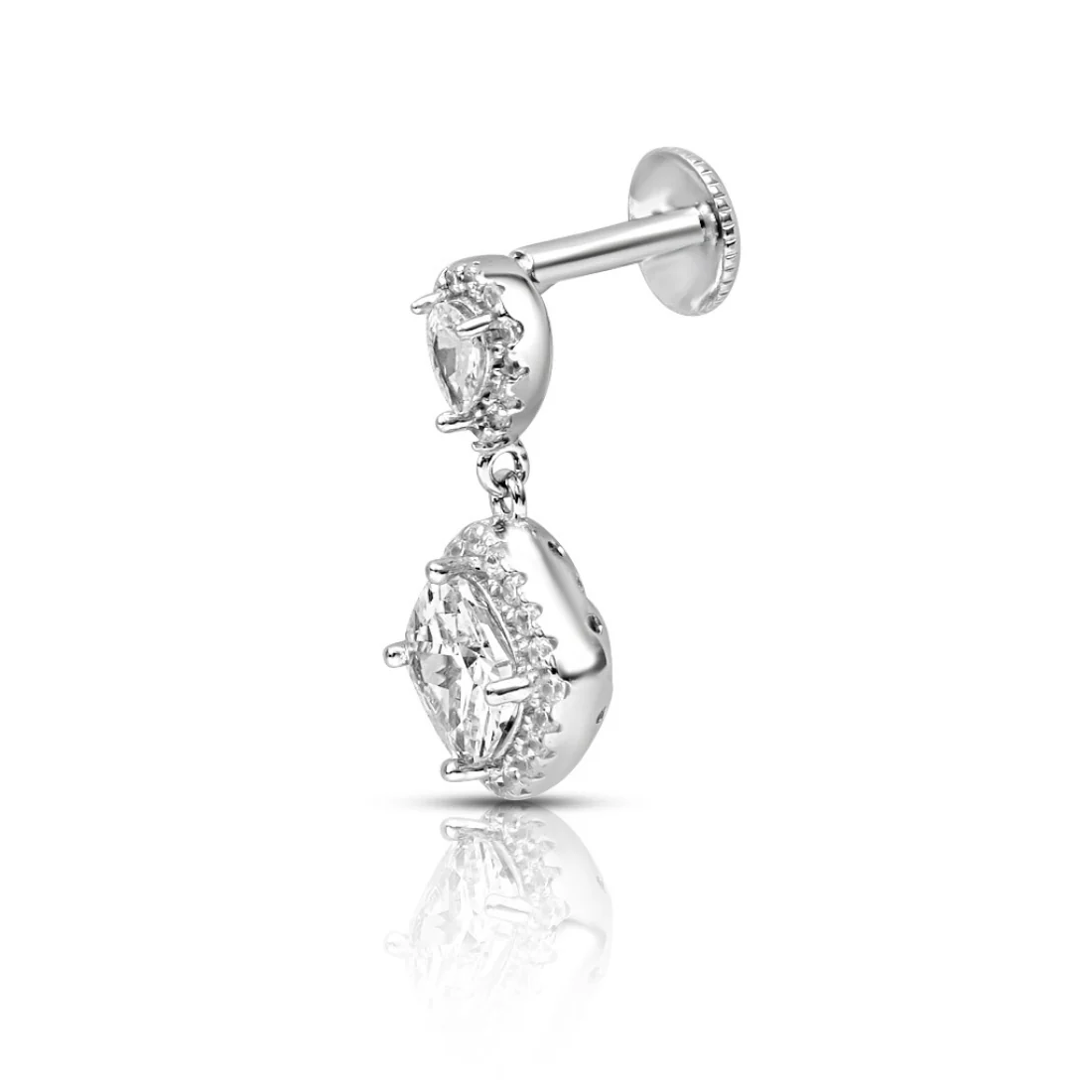 Solitaire Halo Rhodium Plated 925 Sterling Silver Earrings - Image 6