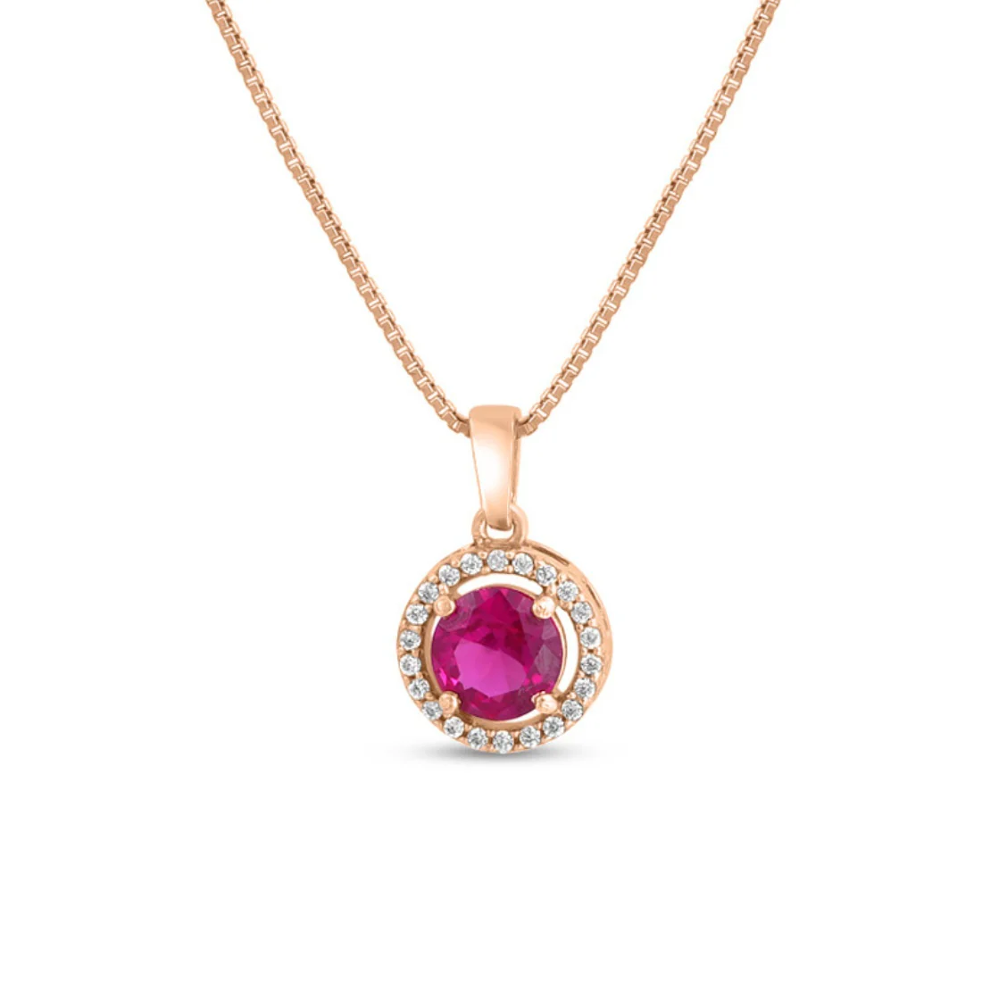 Solitaire Halo Rose Gold Plated 925 Sterling Silver Pendants - Image 4