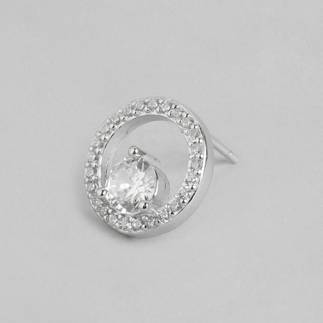 Solitaire Radiance Rhodium-Plated CZ 925 Sterling Silver Women's Earrings - Image 5