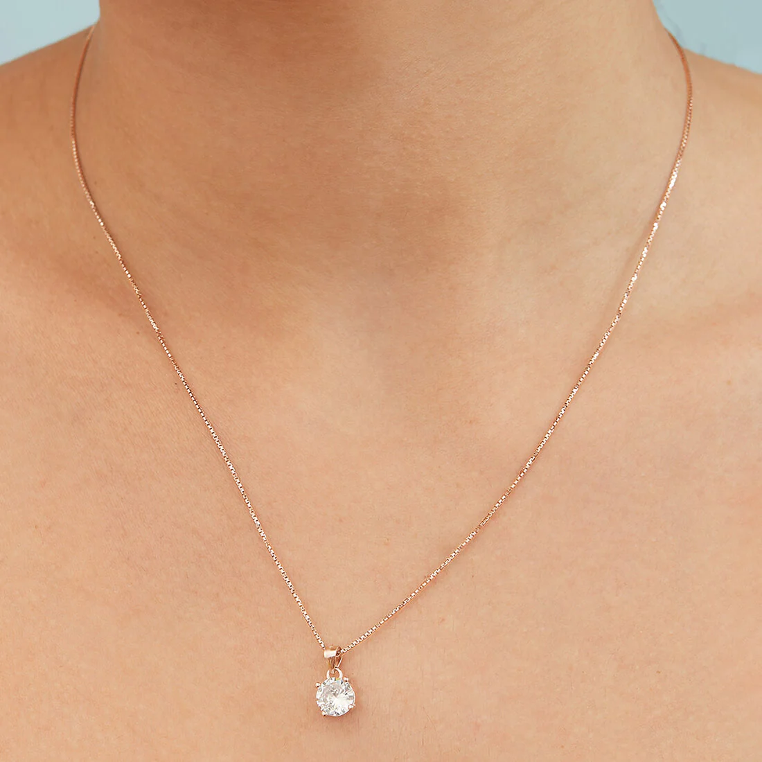 Solitaire Rose Gold Plated 925 Silver Pendant With Chain Gift Hamper - Image 6