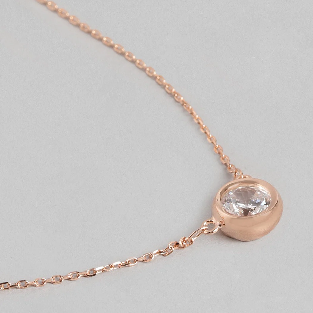 Solitaire Rose Gold Plated 925 Sterling Silver Necklace - Image 5
