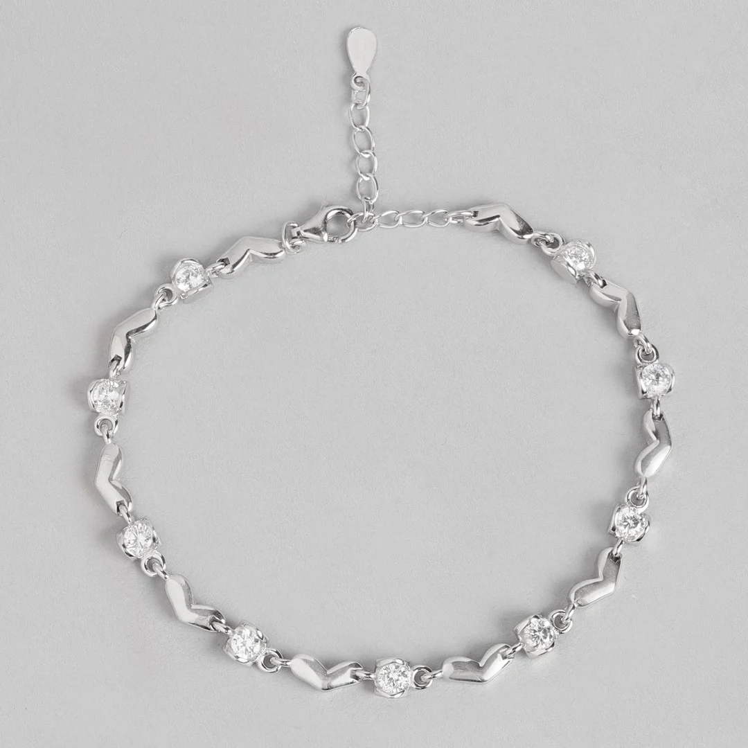 Heartful Solitaire 925 Sterling Silver Bracelet - Image 7