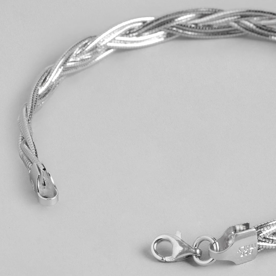 Sophisticated Weave Rhodium-Plated 925 Sterling Silver Bracelet - Image 6