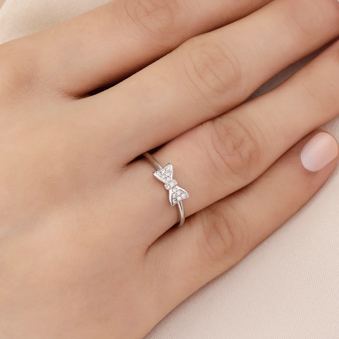 Sparkling Bloom Rhodium Plated 925 Sterling Silver Ring - Image 2