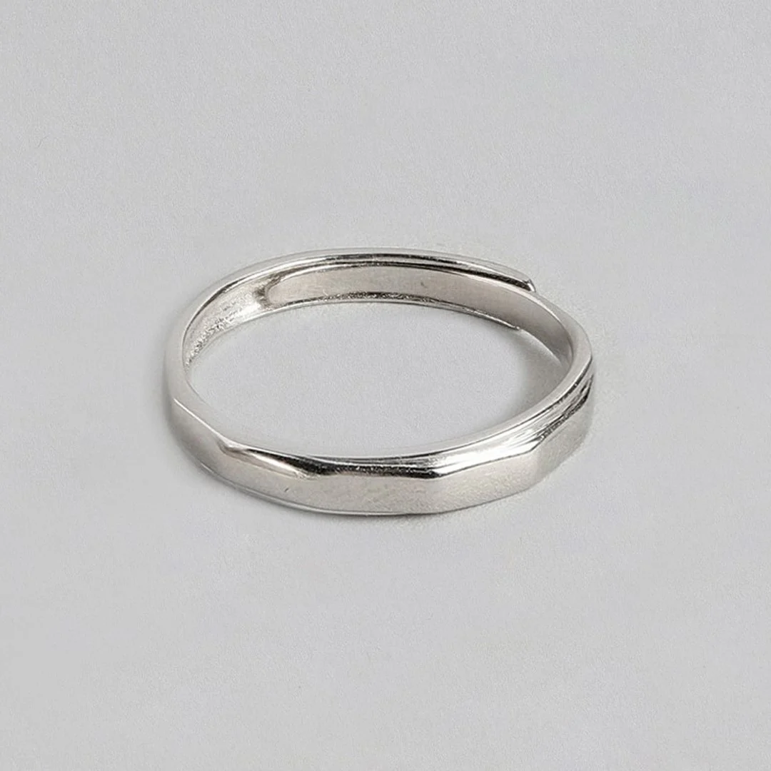 Sparkling Harmony Rhodium-Plated 925 Sterling Silver Couple Ring (Adjustable) - Image 7