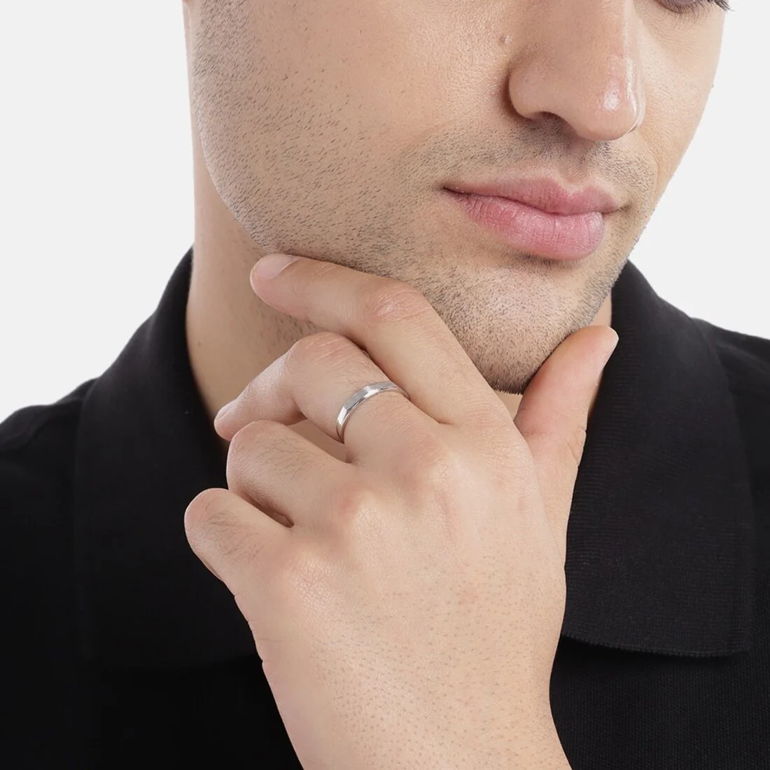 Sparkling Unity Rhodium-Plated 925 Sterling Silver Couple Ring (Adjustable) - Image 2