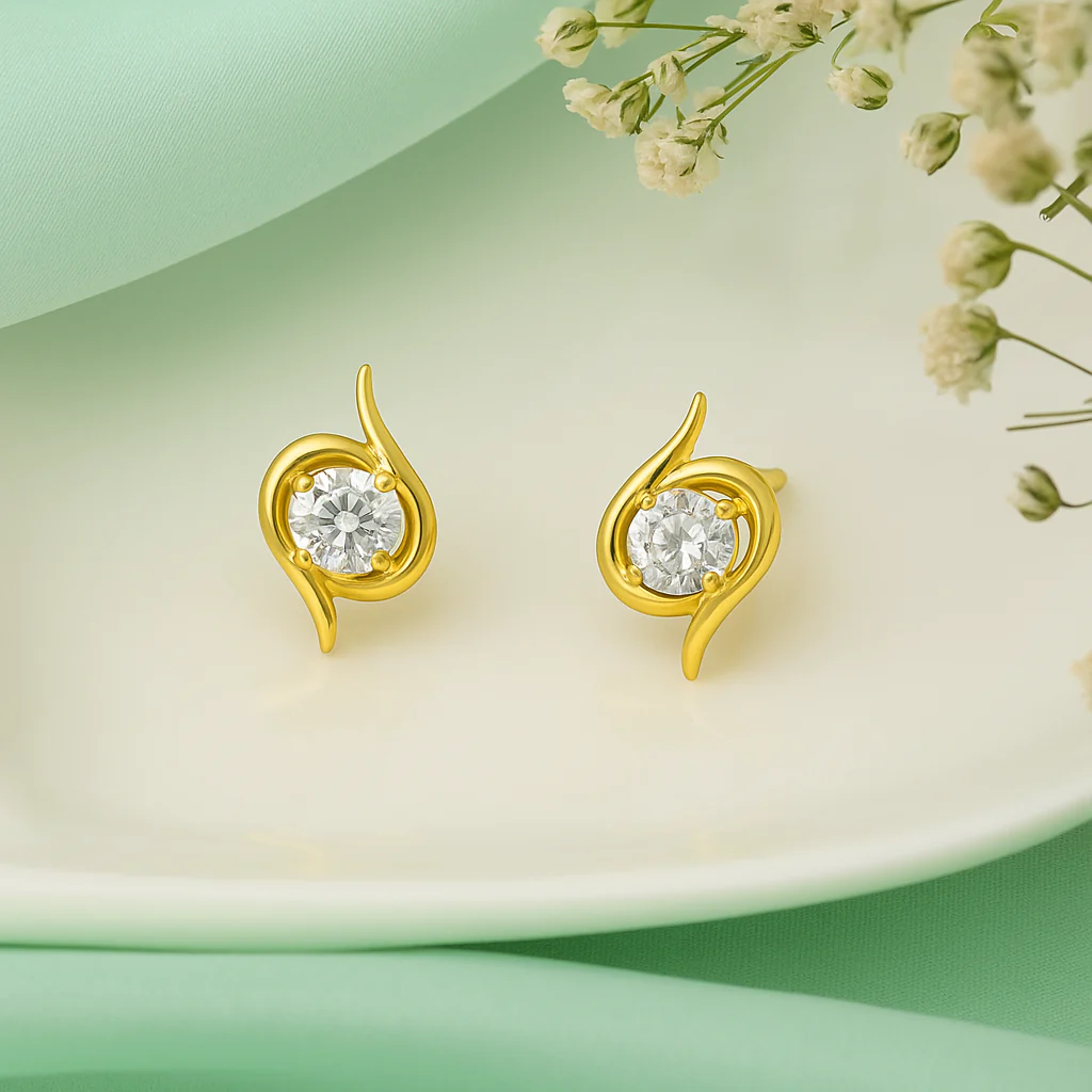 Spiral Gold Plated 925 Sterling Silver Earrings