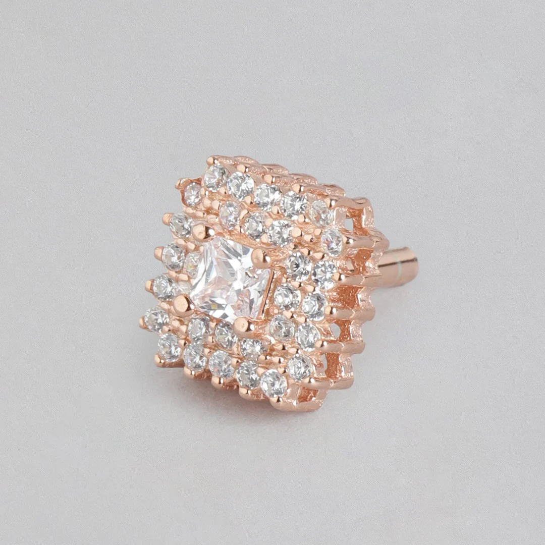 Squared Elegance Rose Gold-Plated 925 Sterling Silver Earrings - Image 4