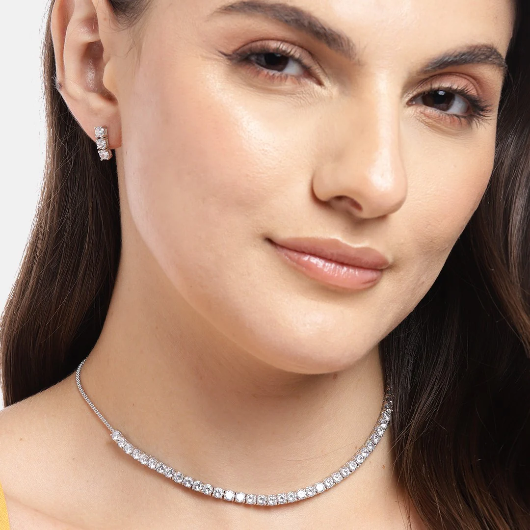 Squared Splendor Rhodium plated 925 Sterling Silver Cubic Zirconia Jewelry Set - Image 2