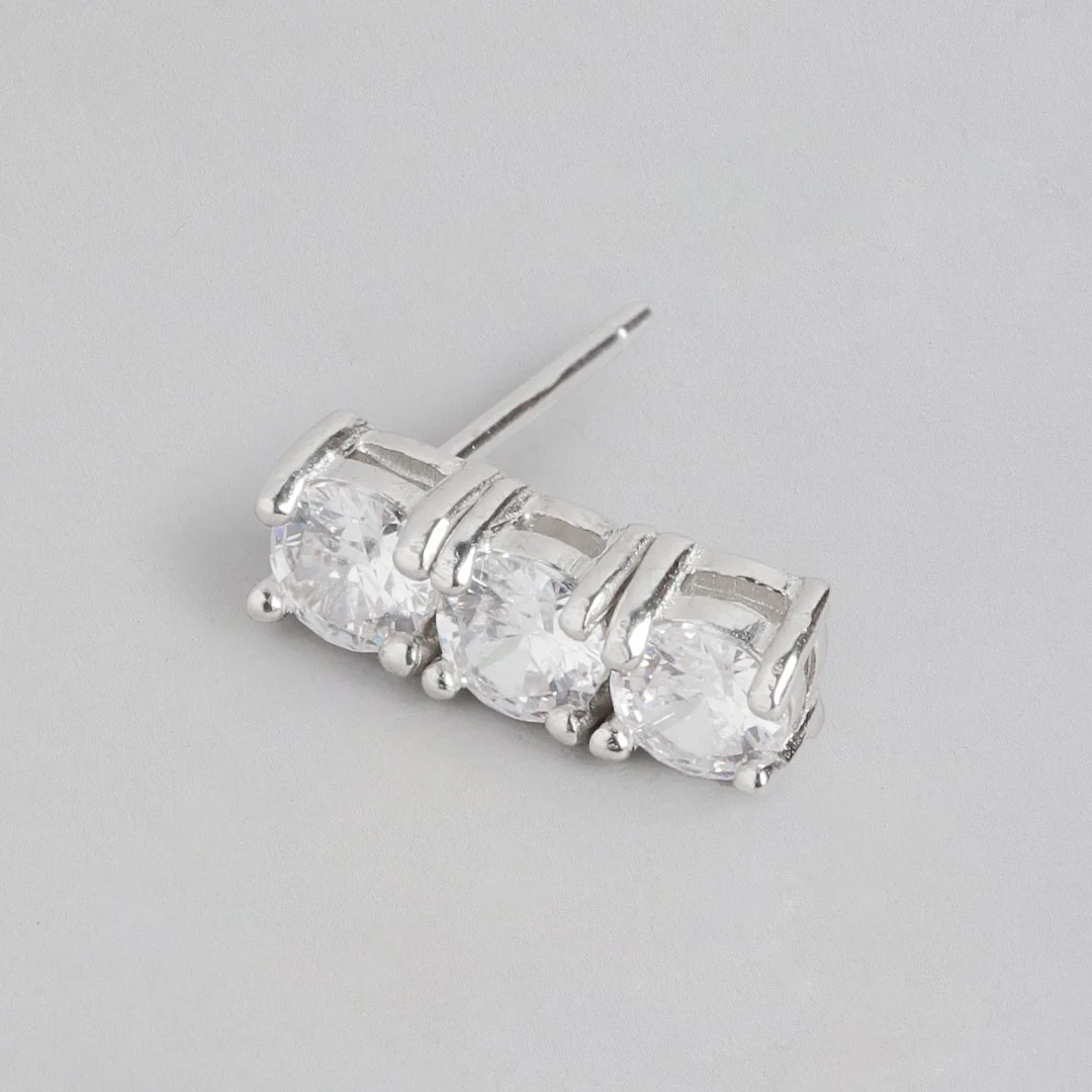 Squared Splendor Rhodium plated 925 Sterling Silver Cubic Zirconia Jewelry Set - Image 6