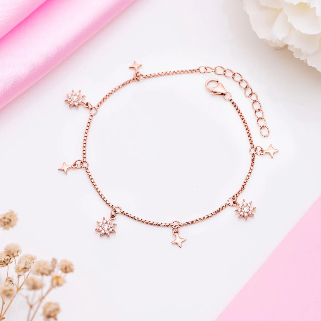 Starry Night 925 Sterling Silver Rose gold Plated Bracelet - Image 4