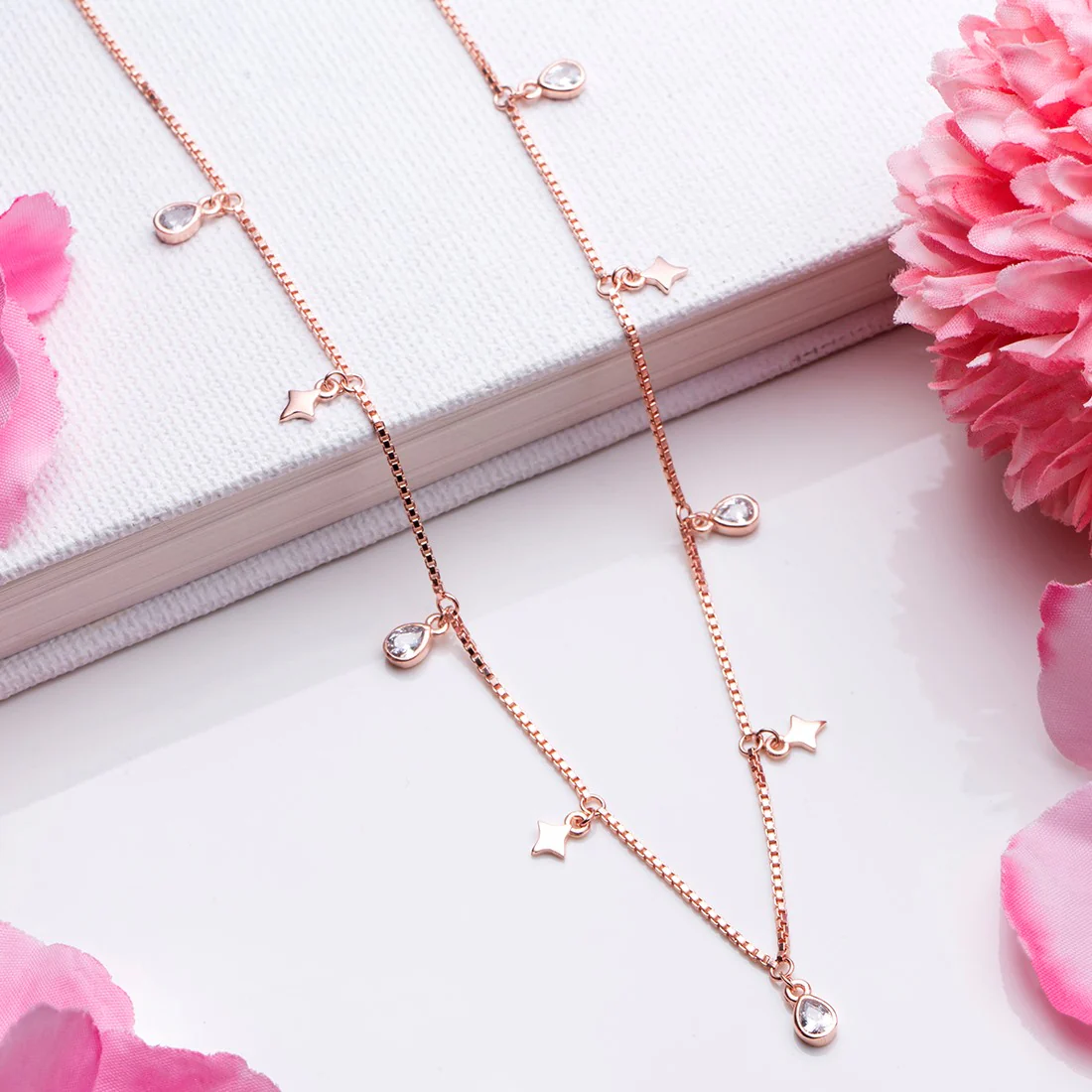 Starry Serenade Rose Gold-Plated 925 Sterling Silver Necklace - Image 2