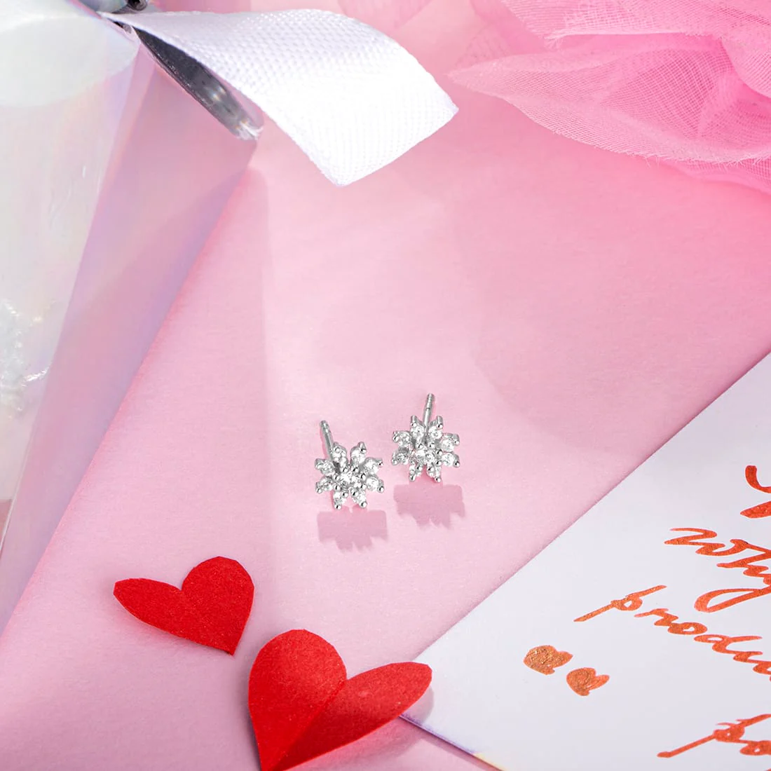Stellar Nakshatra Floral Silver Earrings - Valentines Edition With Gift Box - Image 7