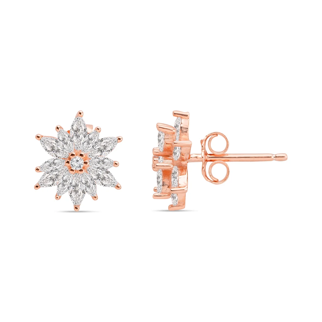 Stellar Floral Rose 925 Sterling Silver Star Earrings - Image 5