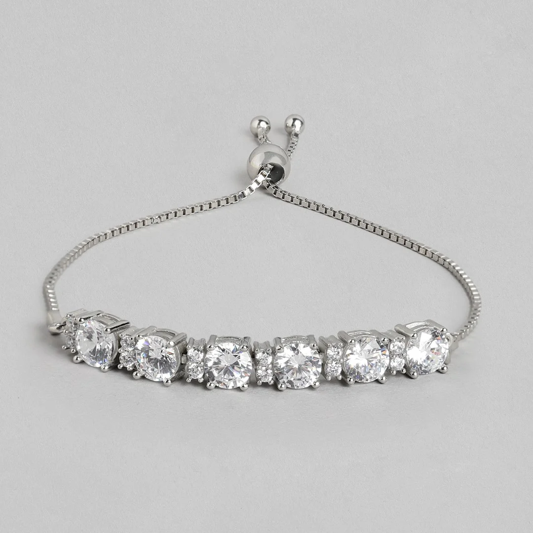 Streamlined Shine Rhodium Plated 925 sterling Silver Bracelet - Image 3