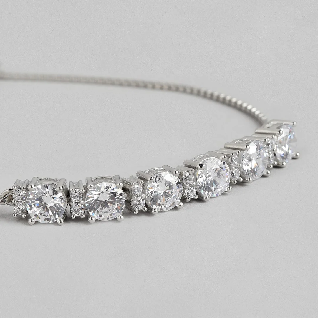 Streamlined Shine Rhodium Plated 925 sterling Silver Bracelet - Image 5