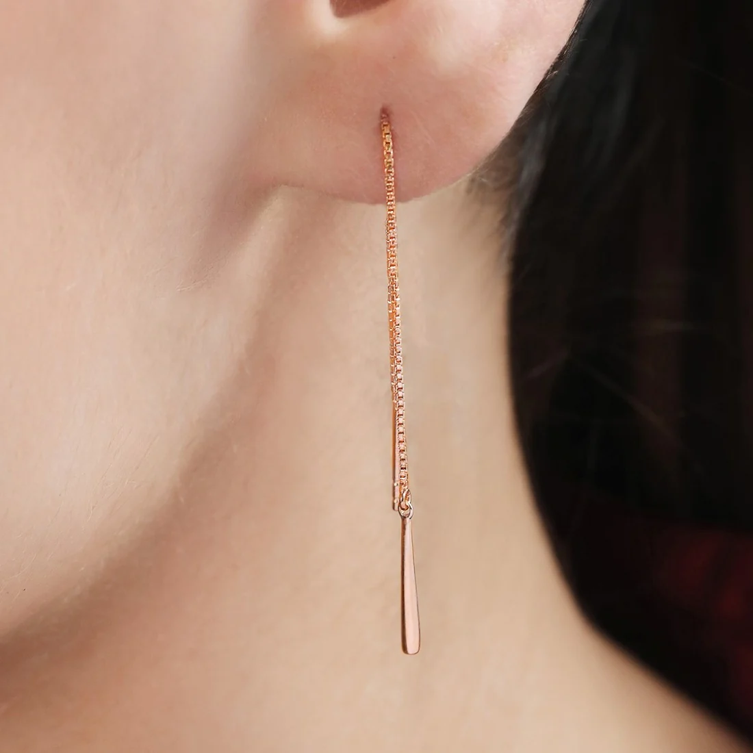 Sui Dhaga 925 Silver Earrings in Rose Gold - Image 3
