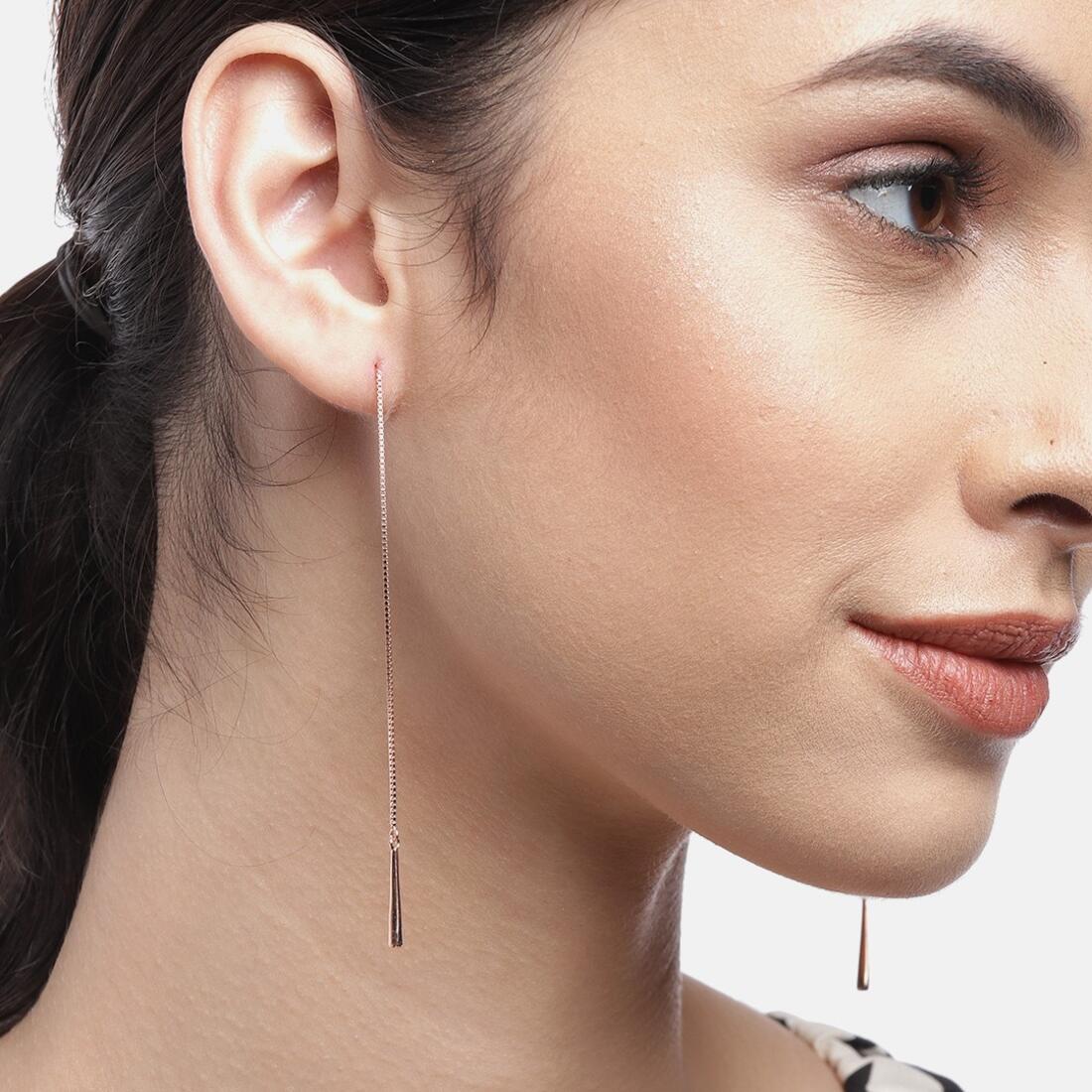 Sui Dhaga 925 Silver Earrings in Rose Gold - Image 7