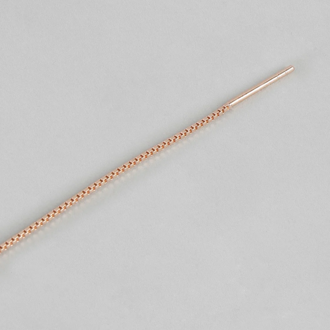 Sui Dhaga with Pearl 7mm 925 Silver Earrings in Rose Gold - Image 8