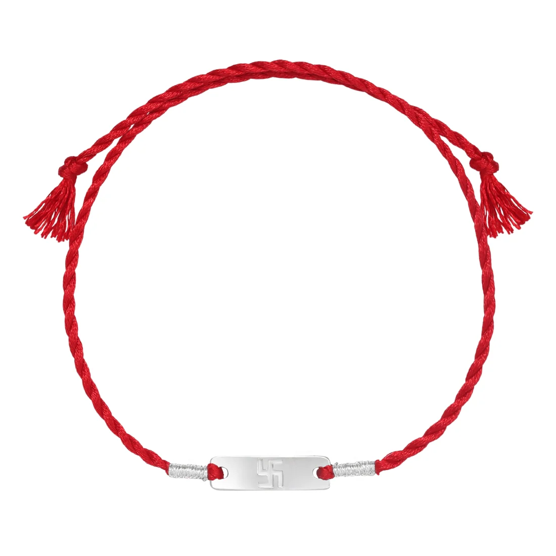 Swastik Charm Rhodium-Plated Sterling Silver Thread Rakhi For Him - Image 4