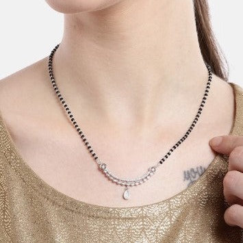Teardrop CZ Stuuded 925 Silver Mangalsutra - Image 6