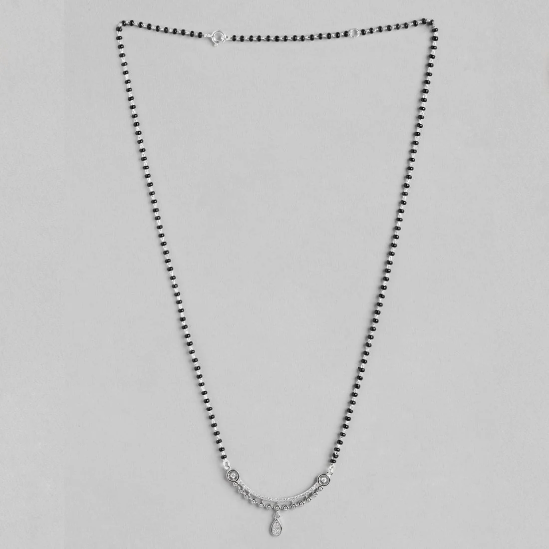 Teardrop CZ Stuuded 925 Silver Mangalsutra - Image 7