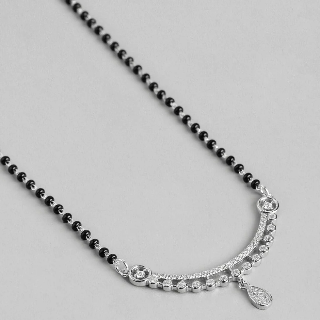 Teardrop CZ Stuuded 925 Silver Mangalsutra - Image 8
