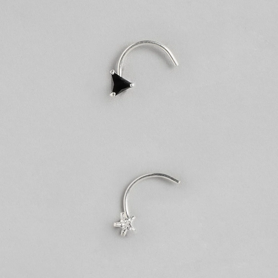 The Geometric Duo 925 Silver Nose Pin Set - Image 4