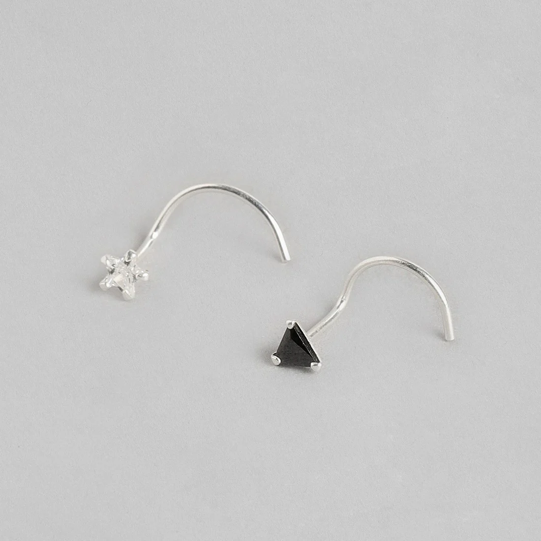 The Geometric Duo 925 Silver Nose Pin Set - Image 5
