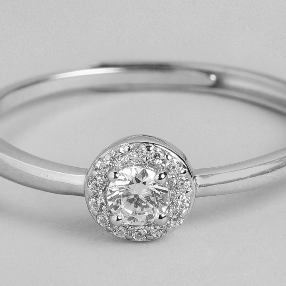 The Mini Solitaire Halo 925 Silver Ring (Adjustable) - Image 3