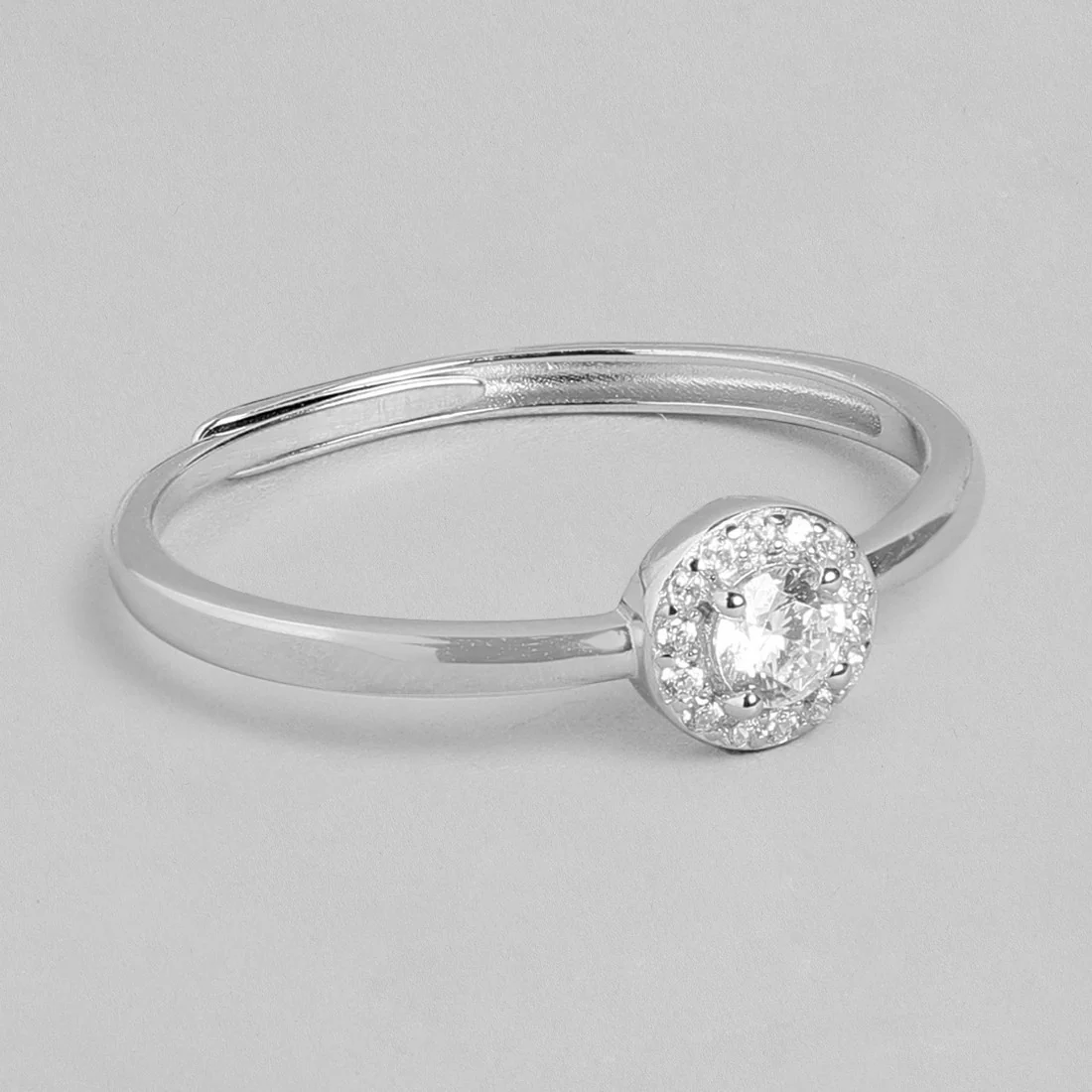 The Mini Solitaire Halo 925 Silver Ring (Adjustable) - Image 5