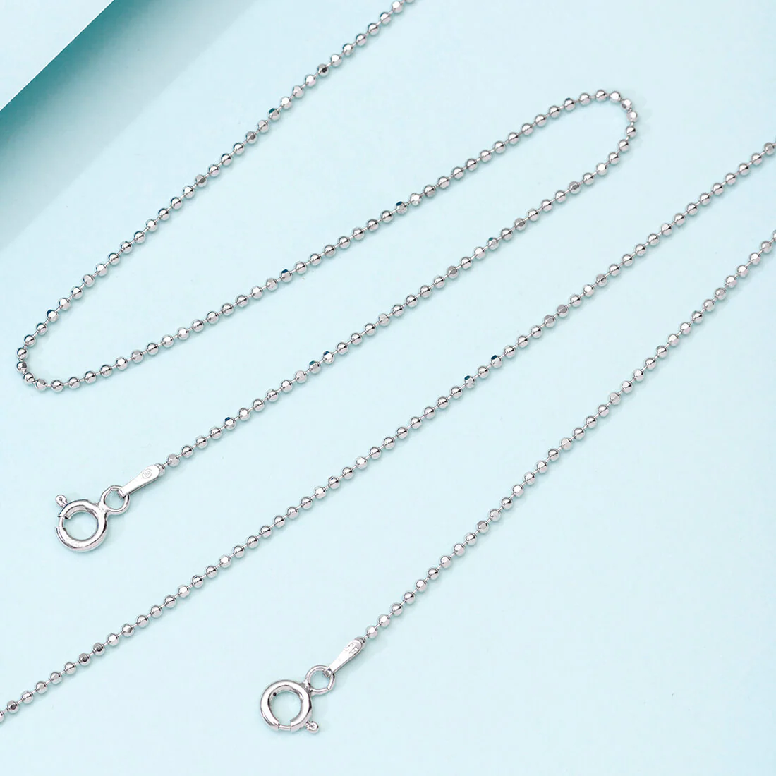 Minimal Tiny Beads Rhodium Plated 925 Sterling Silver Anklet - Image 3