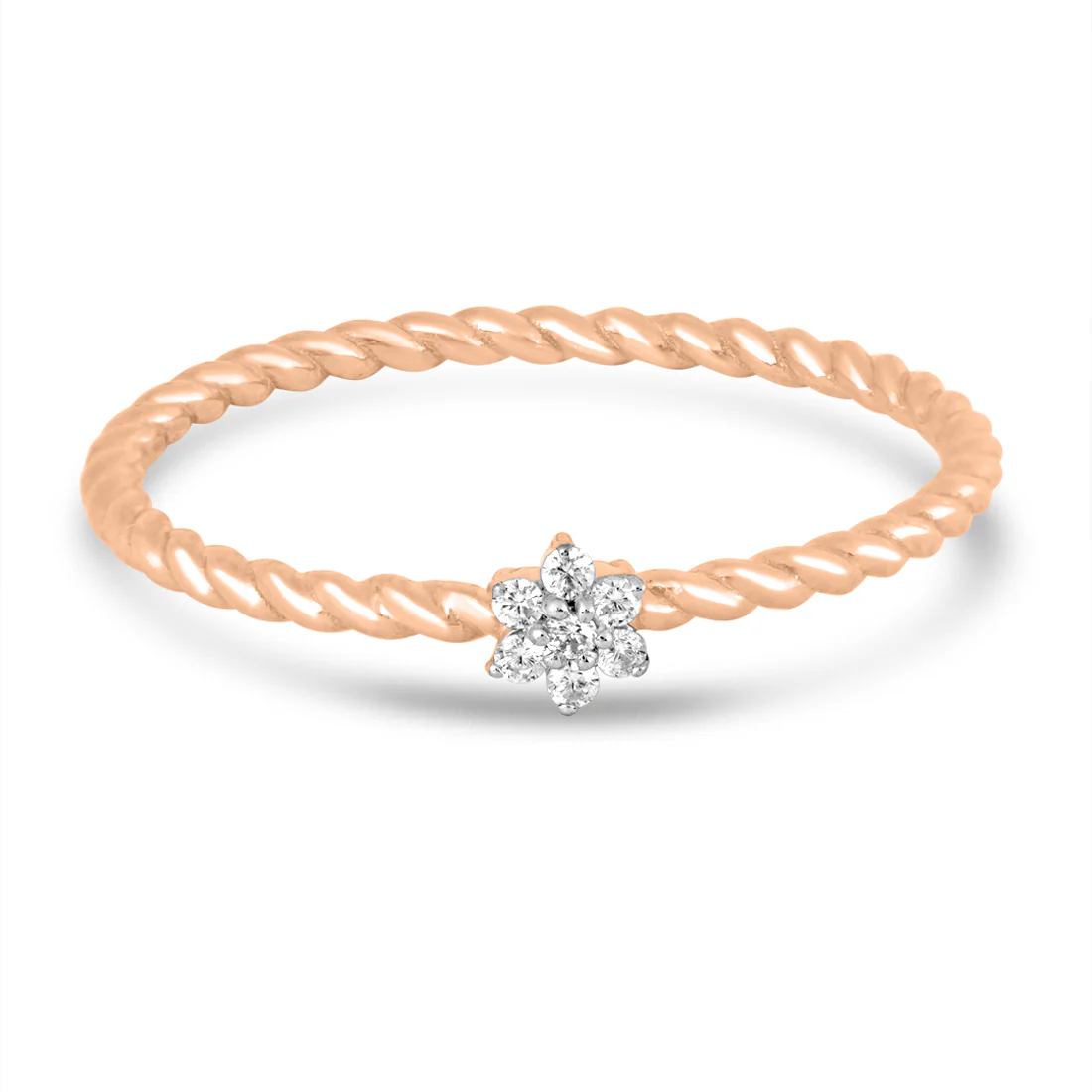The Petal Twirl Gold Ring with with Lab Grown Diamond - Image 4