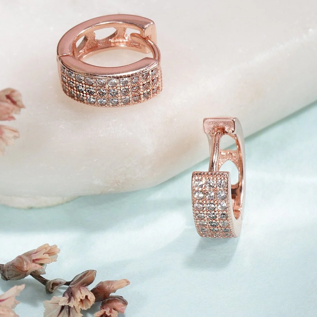 Unapologetic and Gorgeous 925 Silver Hoop Earrings in Rose Gold - Image 3