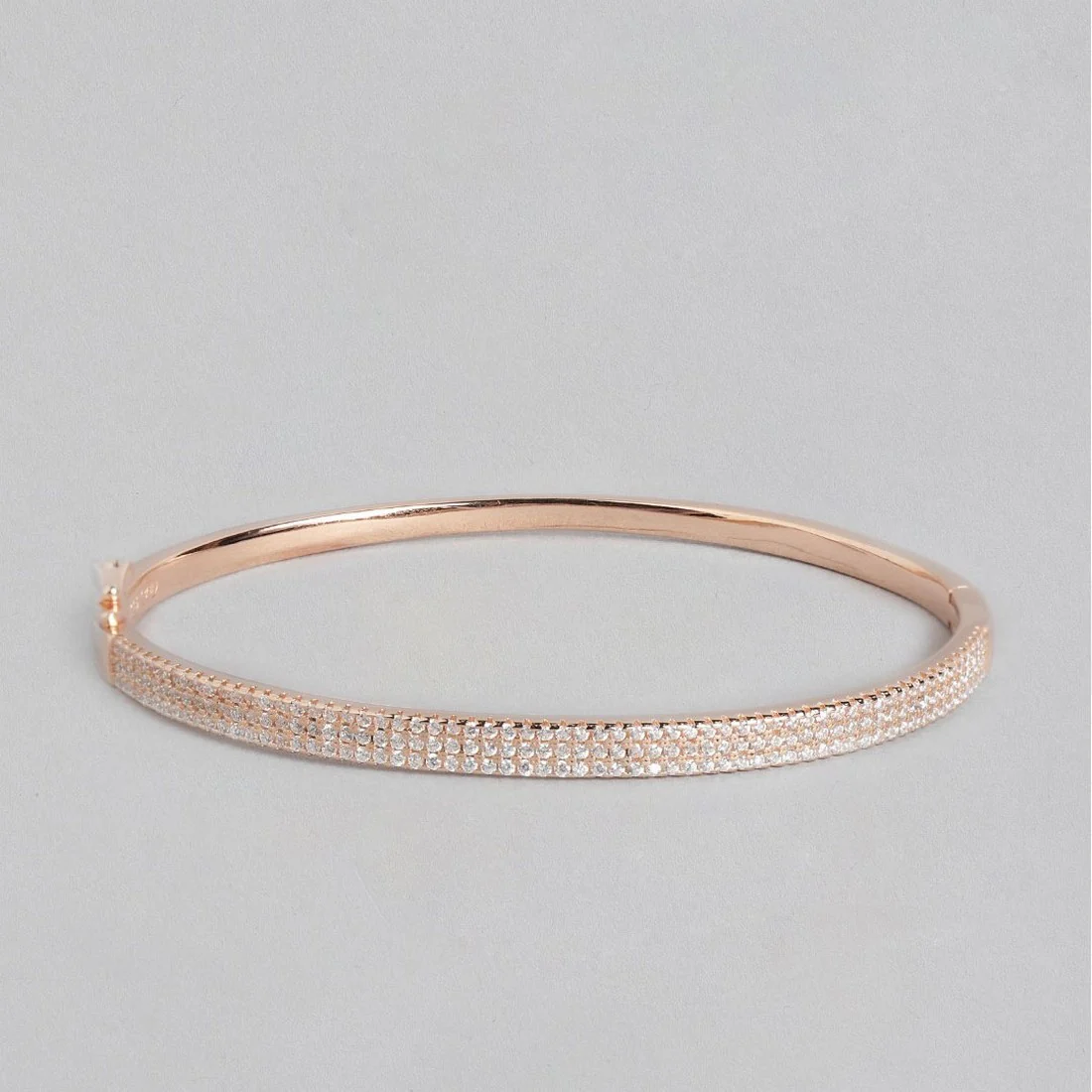 Three-Line CZ Rose Gold Plated 925 Sterling Silver Kada Bracelet - Image 3