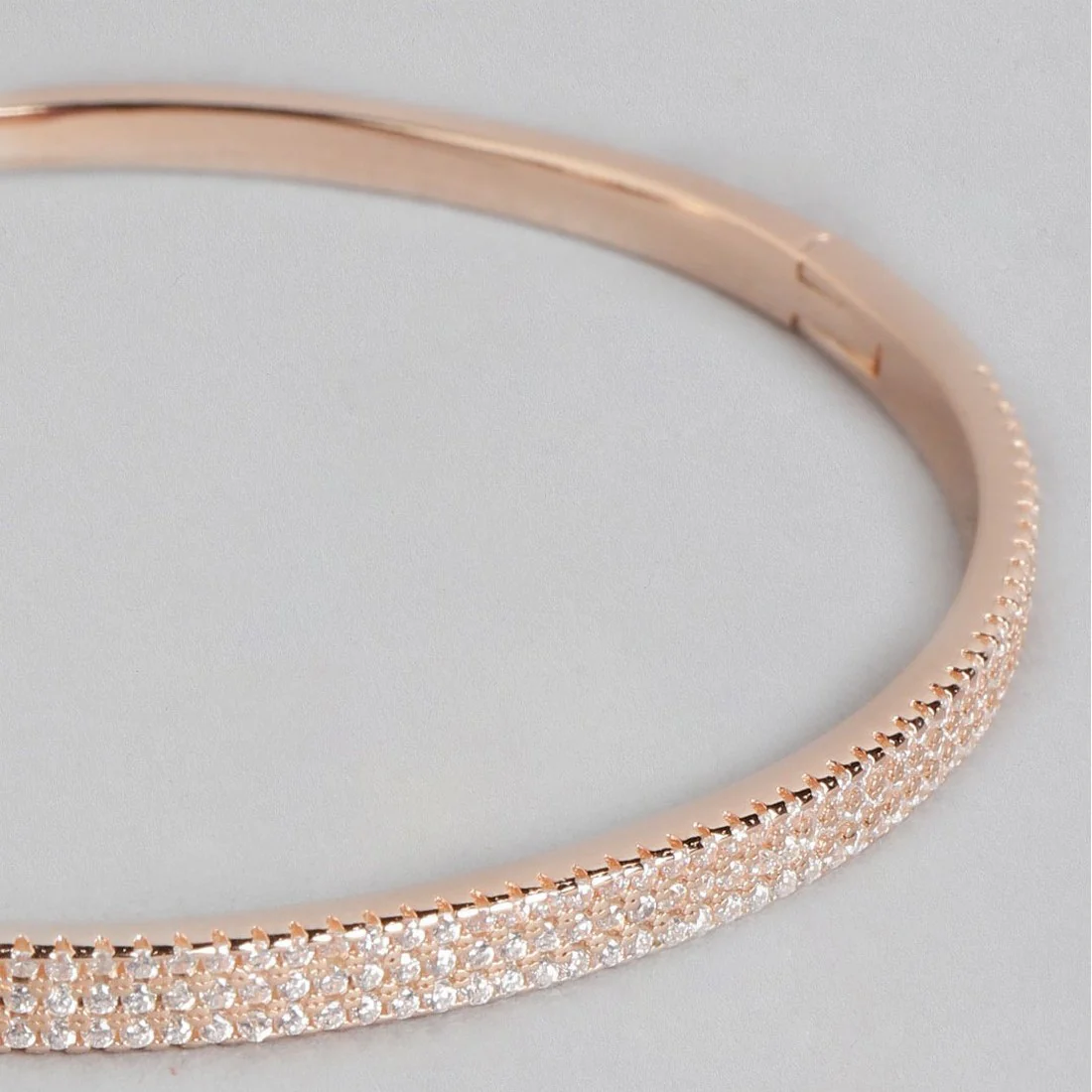 Three-Line CZ Rose Gold Plated 925 Sterling Silver Kada Bracelet - Image 5