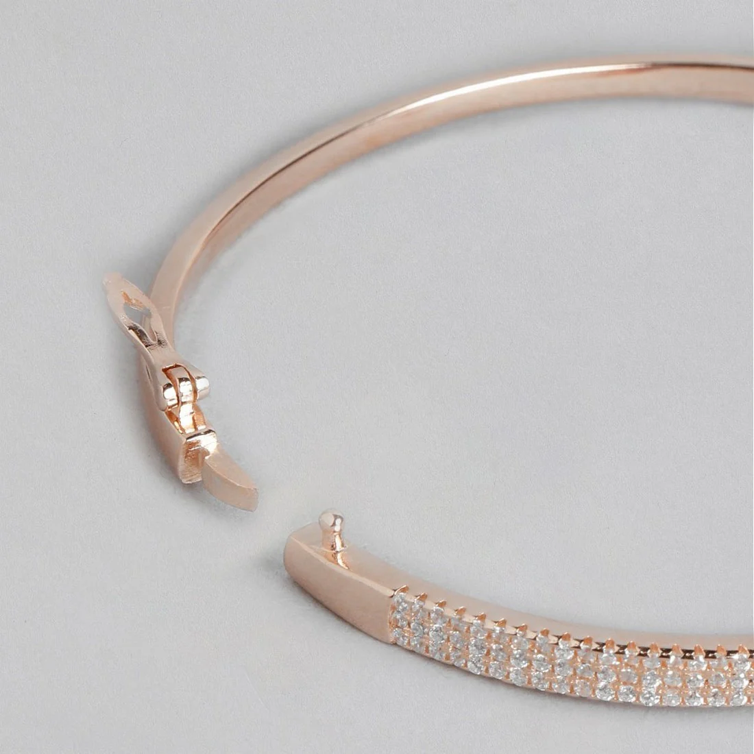 Three-Line CZ Rose Gold Plated 925 Sterling Silver Kada Bracelet - Image 6