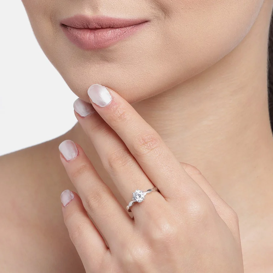 Timeless Devotion Rhodium-Plated 925 Sterling Silver Solitaire Couple Ring (Adjustable) - Image 4
