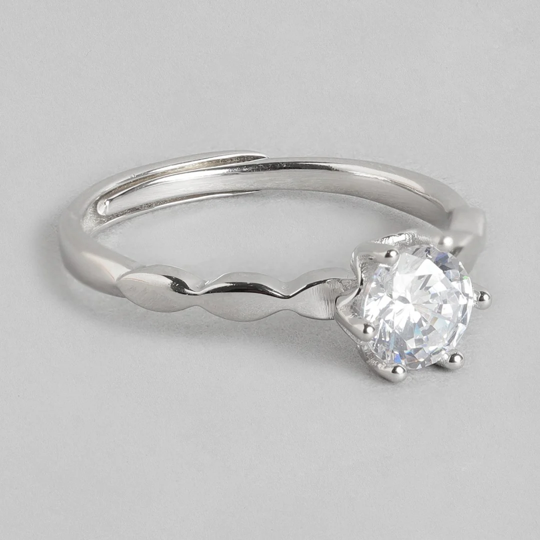 Timeless Devotion Rhodium-Plated 925 Sterling Silver Solitaire Couple Ring (Adjustable) - Image 8
