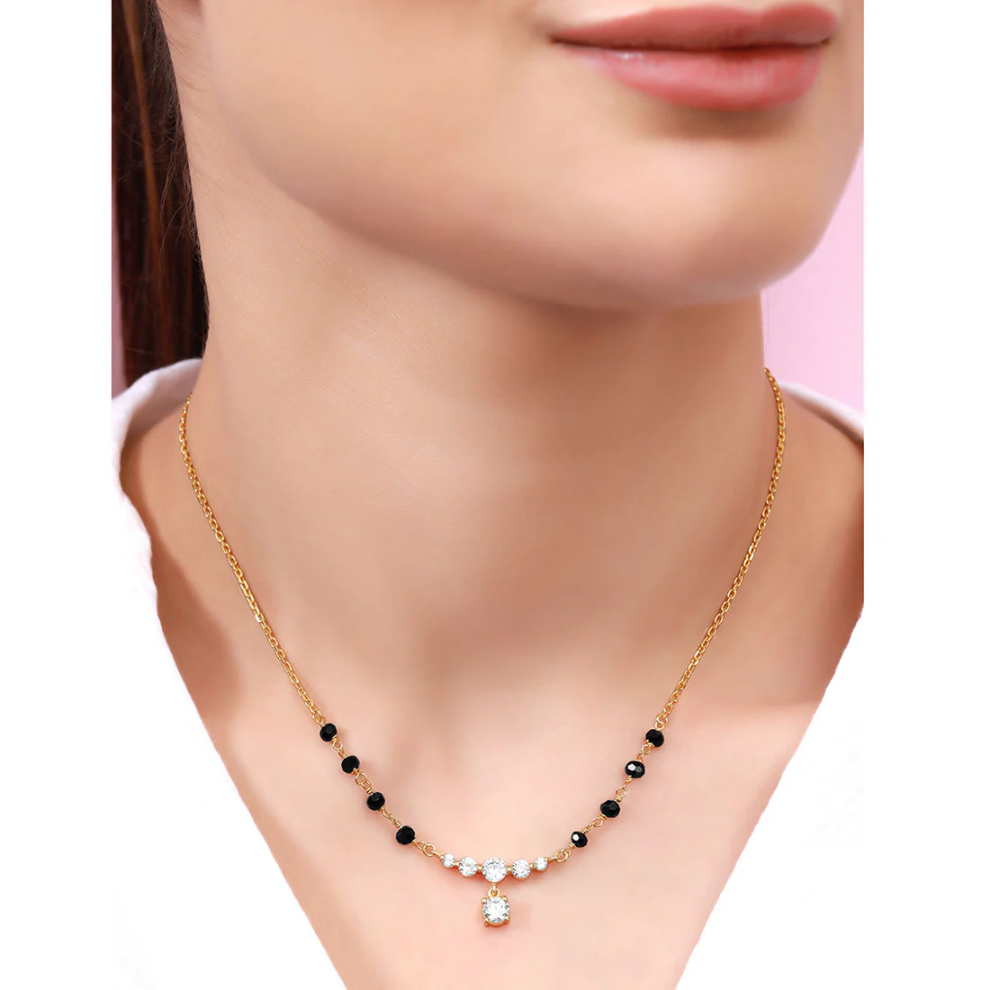Timeless Gold-Plated CZ 925 Sterling Silver Mangalsutra - Image 3