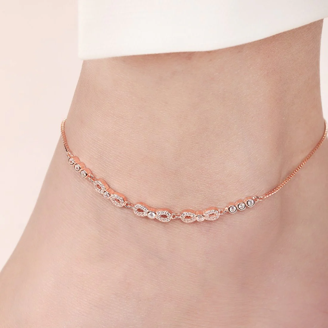 Timeless Infinity Rose Gold-Plated 925 Sterling Silver Anklet - Image 2