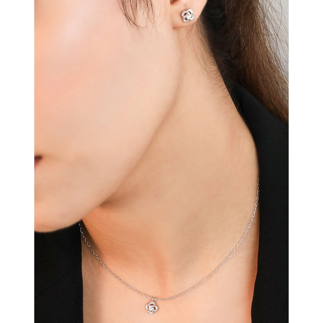 Timeless Floral Rhodium-Plated Brilliance 925 Sterling Silver Jewelry Set - Image 2