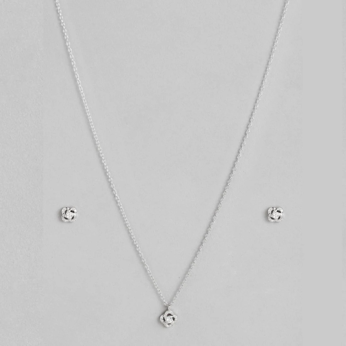 Timeless Floral Rhodium-Plated Brilliance 925 Sterling Silver Jewelry Set - Image 4