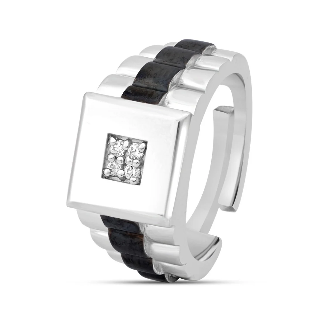 Timeless Rhodium Plated 925 Sterling Silver Men's Ring - Image 4