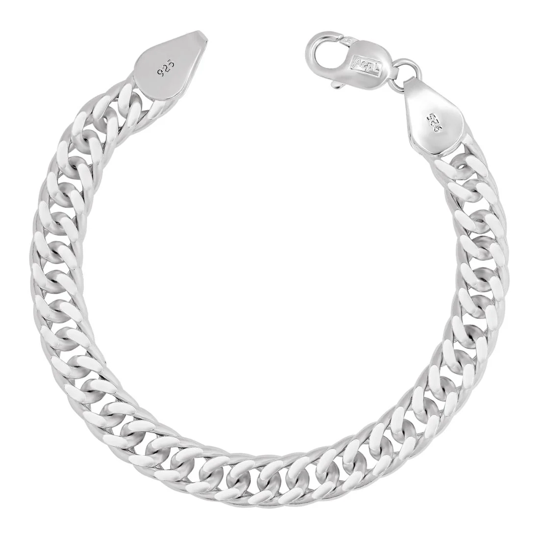 Timeless Strength Men's Sterling Silver Curb Chain Bracelet - Image 6